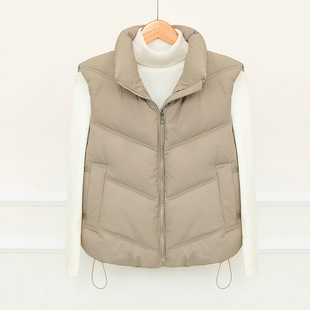 Vest 2025 New Style Stand-Up Collar Cotton Vest Short Versatile Women's Fashion Loose Korean Style Women's Vest Vest Jacket