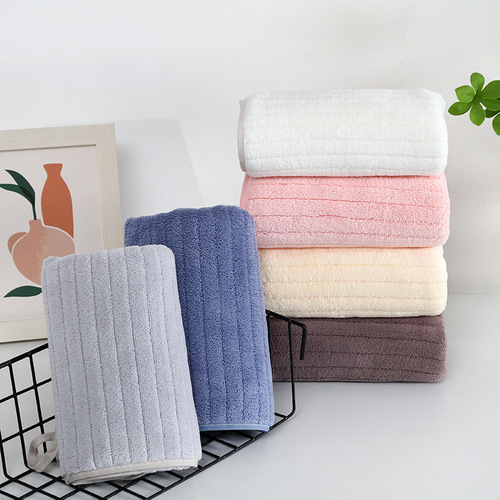 New Style Simple Adult Face Towel, Absorbent and Thick Home Use Student Face Cloth Coral Velvet Strip Towel