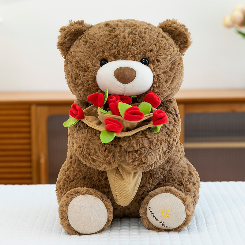 新しいかわいいバラのクマのぬいぐるみ花束クマ人形人形女の子のためのバレンタインデーのギフト告白|undefined