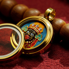 扎基拉姆黃財立體彩繪小唐卡迷你擦擦手繪礦物顏料吊墜配飾裸墜