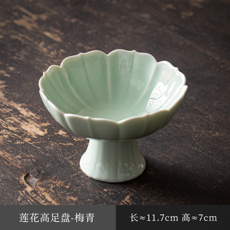陶瓷高脚茶点盘新中式糕点摆盘水果盘禅意供佛盘精致茶室点心盘子|undefined