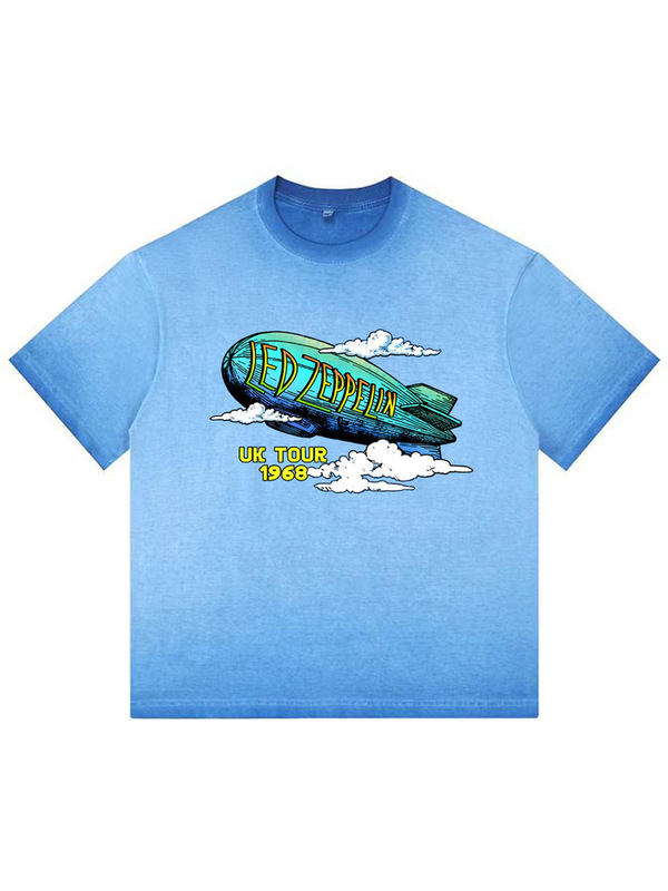 Led Zeppelin Led Zeppelin Band Rock Vintage Blue Washed Retro Men's American T-Shirt