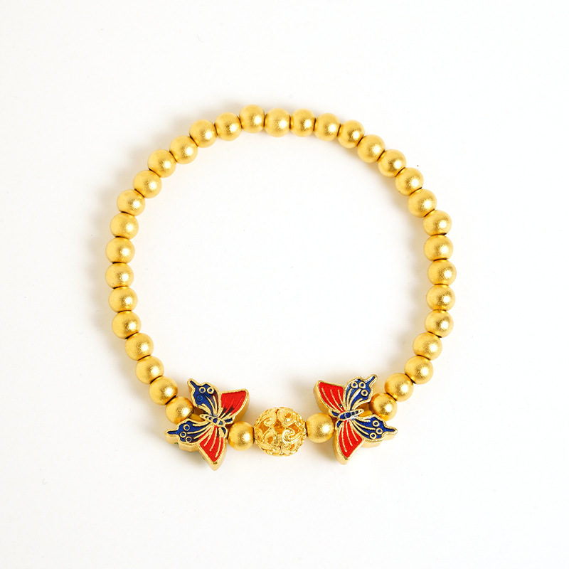 Nuevos productos de oro de arena vietnamita lujoso esmalte de color mariposa brazalete de cuentas de hormigón lujoso no se desvanecerá joyas de alta calidad