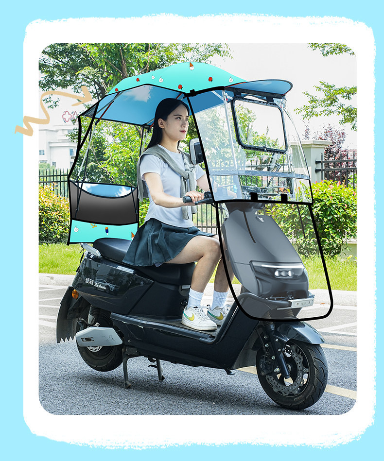 Wholesale Electric Vehicle Rain Shelter, Foldable Electric Motorcycle Sunshade Umbrella, Windproof Quick-Release Rainproof Carport