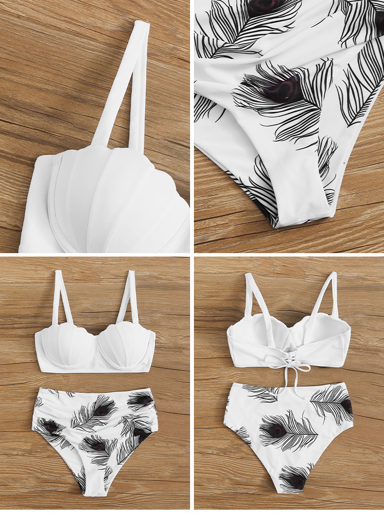2026 Solid Color Shell Underwire Bikini Top Bra Pad Swimsuit European American Style Sexy Bikini Set for Women Regular Size_ecoleips.com