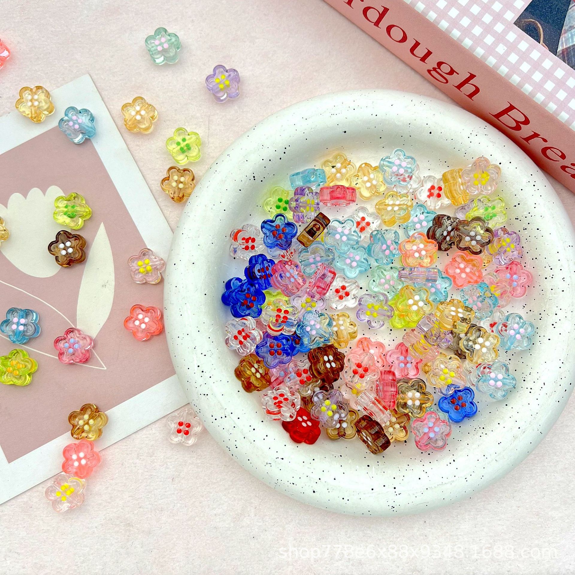 Mixed color/transparent plum blossom buttons