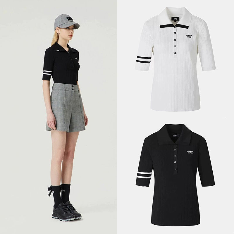 Korean Original Golf Clothing Women's Autumn Slimming Ice Silk Sunscreen Knitted Short Sleeves