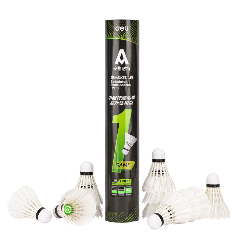 12 plumas de bádminton de Deloitte. La pelota de entrenamiento real en interiores y al aire libre no es fácil de romper.