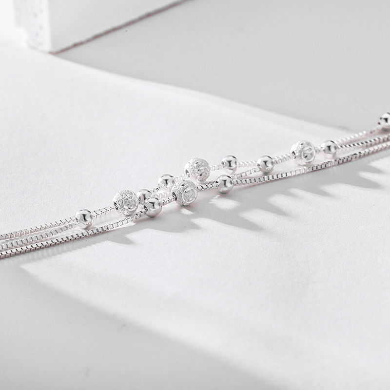 Estilo de lujo ligero Sansheng III Pulsera de plata pura S990 Joyas de plata esterlina Joyas de plata de moda femenina Regalos de cumpleaños de Navidad y Año Nuevo