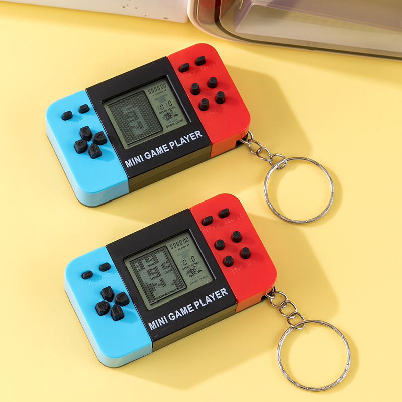 Cross-Border Handheld Electronic Game Console Handheld Toy Classic Nostalgic Tetris Game Keychain Small Pendant