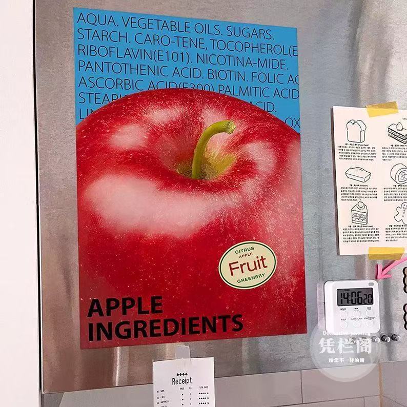 Apple红苹果摄影海报家居软装墙面咖啡店厨房餐厅布置壁画挂墙画|undefined