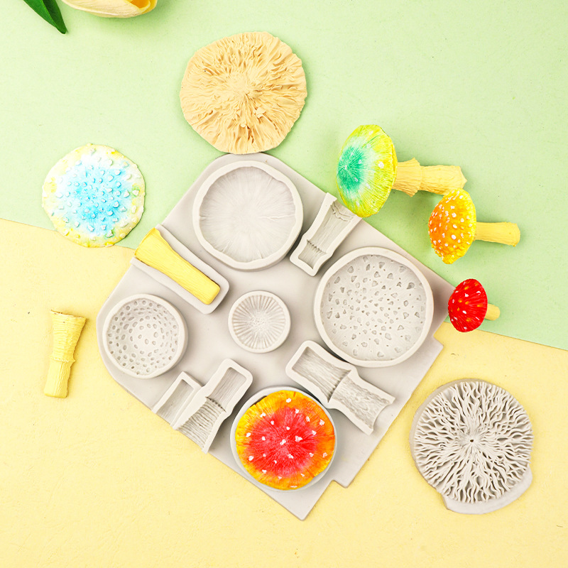 Tridimensional seta serie chocolate silicona dibujos animados pastel decoración plug-in decoración pequeña seta fondant arcilla herramienta