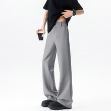 黑色坠感微喇西裤男款春季cleanfit美式直筒裤高腰修身百搭休闲裤