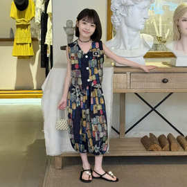 女童夏装套装2026新款无袖上衣儿童灯笼裤中大童夏薄款两件套洋气