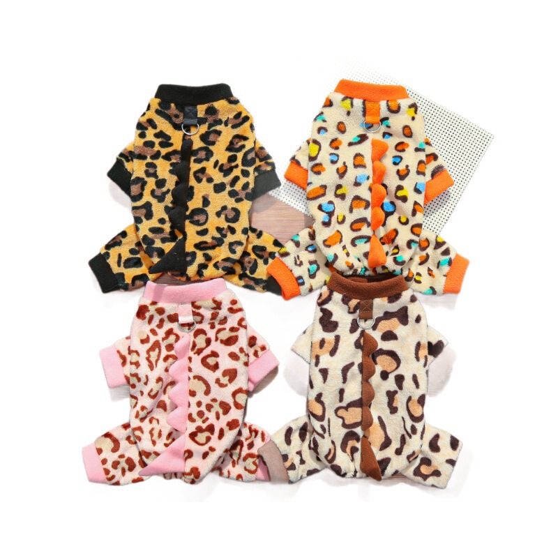 猫咪衣服毛衣服四脚狗狗衣服秋冬加绒衣比熊宠物用品保暖豹纹恐龙|undefined