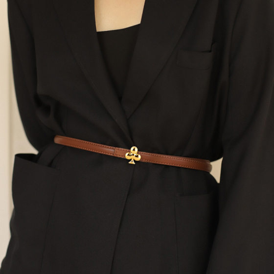 New Genuine Leather Women's Thin Belt High-grade Decorative Dress Suit Waist Seal Small Belt Women's Factory Spot