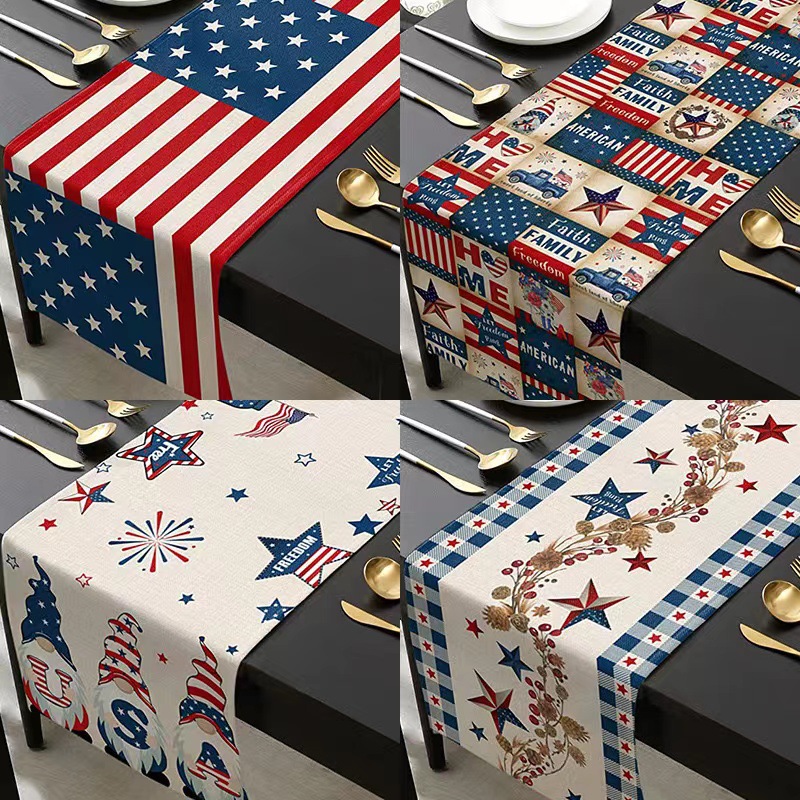 Nórdico transfronterizo nuevo día de la independencia americana tela de mesa impresa lino sala de estar mesa de té festivales decoración de tela de mesa bandera