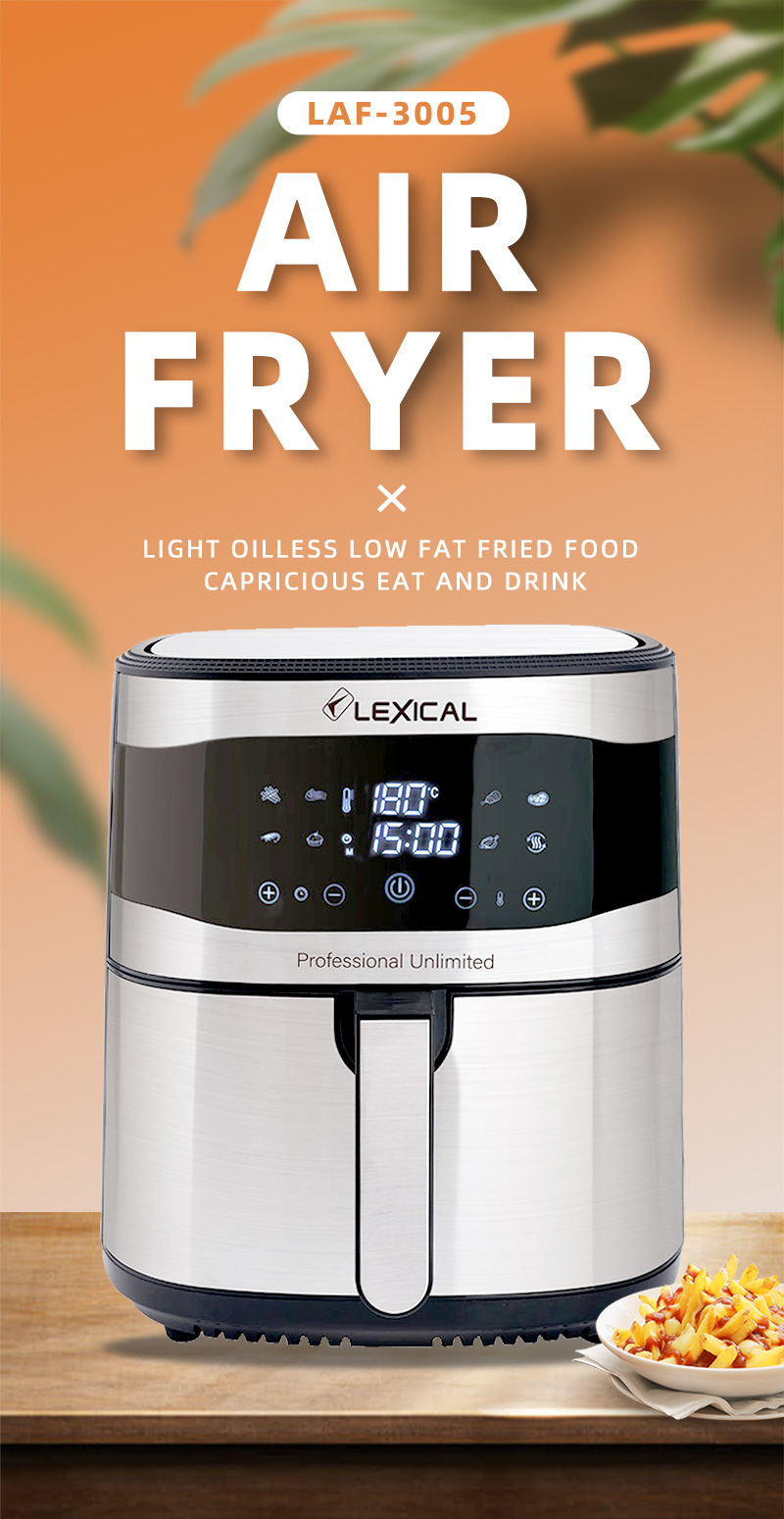 Lexical Air Fryer Friteuse sans Huile écran tactil LED 8 L / 1800 W