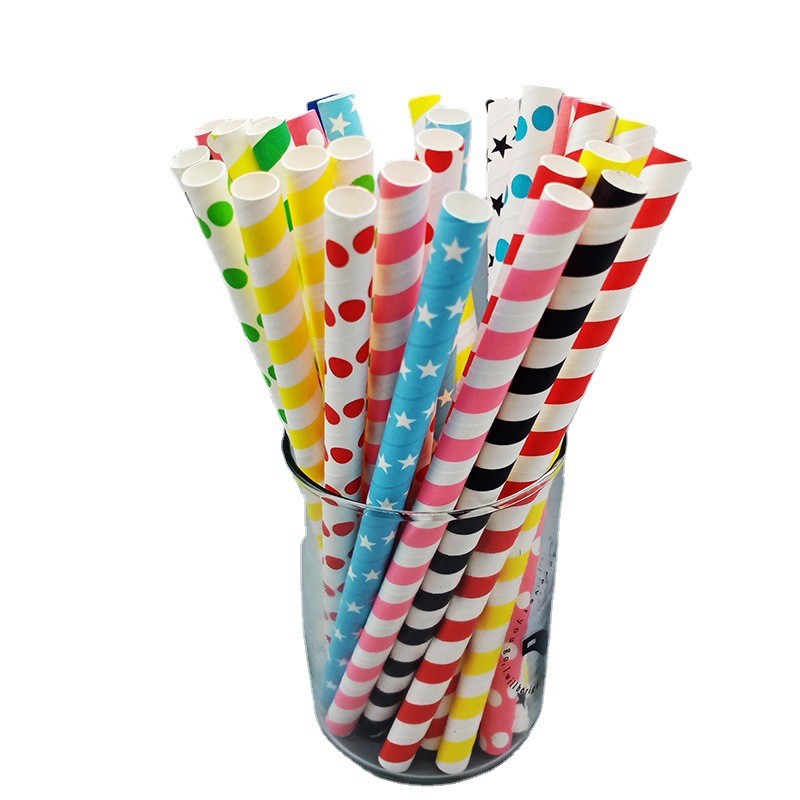 10mm gran diámetro perla leche té paja desechable degradable durable papel plano tubo recto papel paja