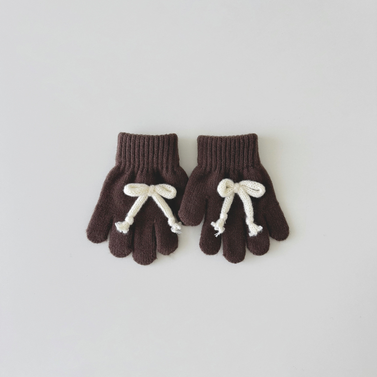 Mädchen handschuhe Winter flut süße schleife baby mädchen warme winddicht fünf finger stricken_voghion.com