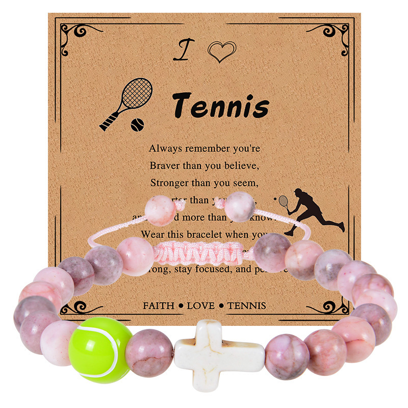 Amazon's New Tennis Pink Zebra Beaded Bracelet Coach Basketball Player Baseball Football Sports Bracelet Card