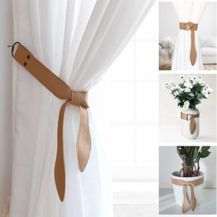 Modern Pu Leather Bow Curtain Tieback Holder Simple Curtain Storage Vase Decoration