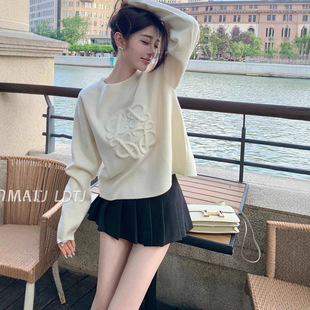 In-Stock Lo*We Autumn and Winter New Embossed Three-Dimensional High-End Lazy Style Pullover Knit Casual Sweater for Women
