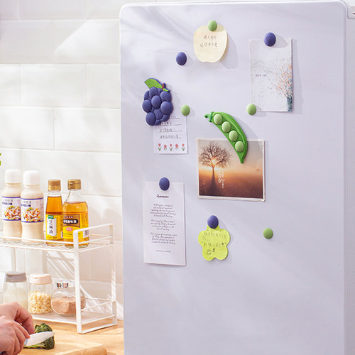 Pea Magnetic Refrigerator Magnet Blueberry PVC Soft Gel Message Sticky Note Writing Board Fastener Magnet Home Decor Accessory