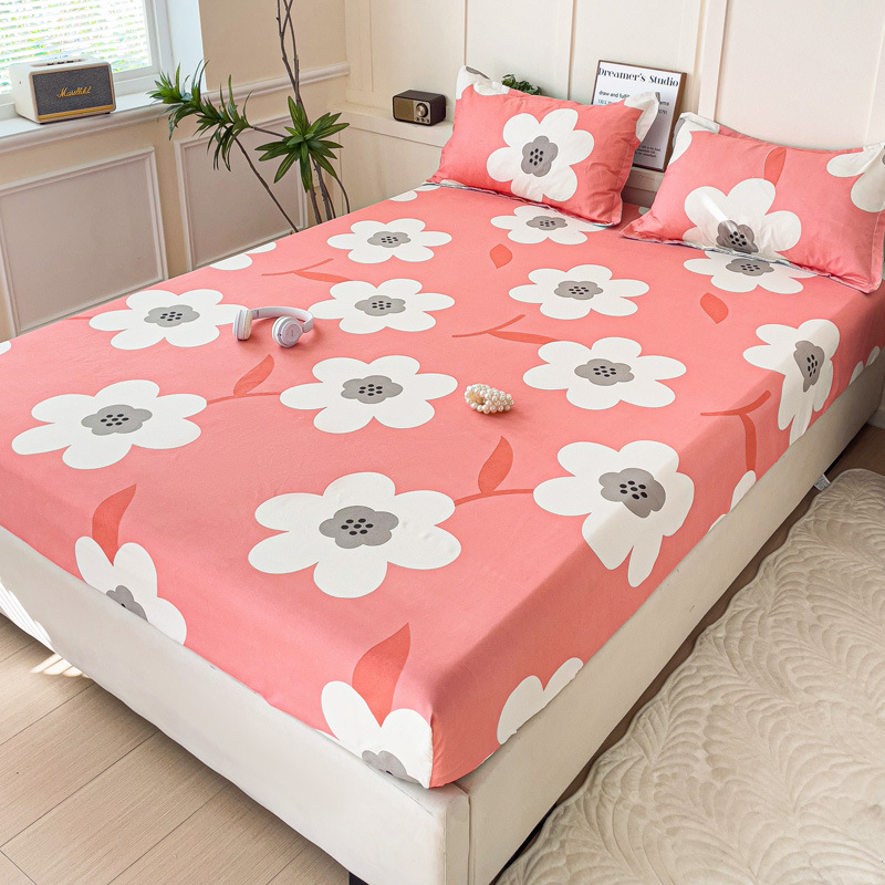 新スタイルのボックスシーツ、小さなフレッシュプリント、シングルピース、シングル/ダブルベッドカバー、防塵保護ベッドカバー、ナチュラルカラーのボックスシーツ