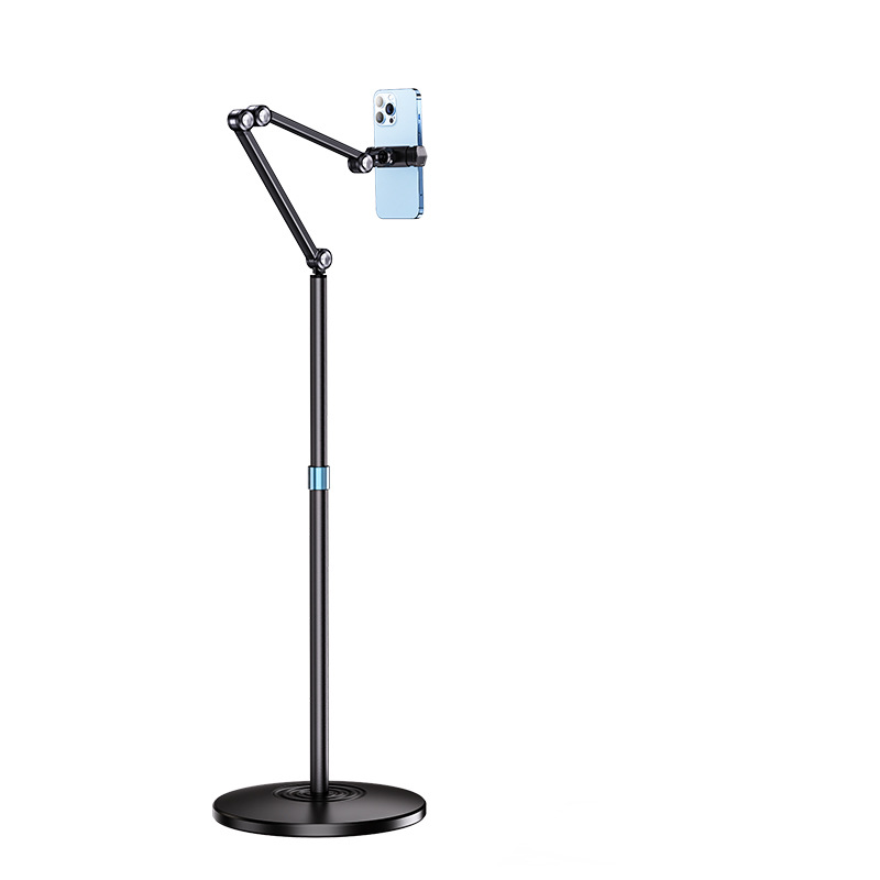 Piso de metal teléfono móvil tableta computadora perezoso soporte de noche transmisión en vivo voladizo plegable soporte giratorio tableta soporte