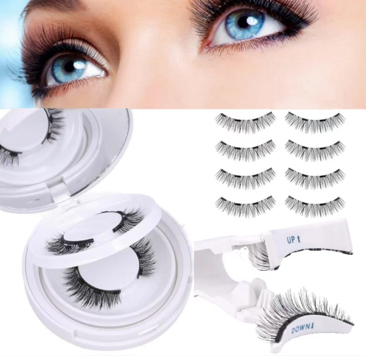 Imán imán fábrica de pestañas al por mayor tres pares 12 piezas pestañas magnéticas cinco pestañas falsas magnéticas sin pegamento europeas y americanas