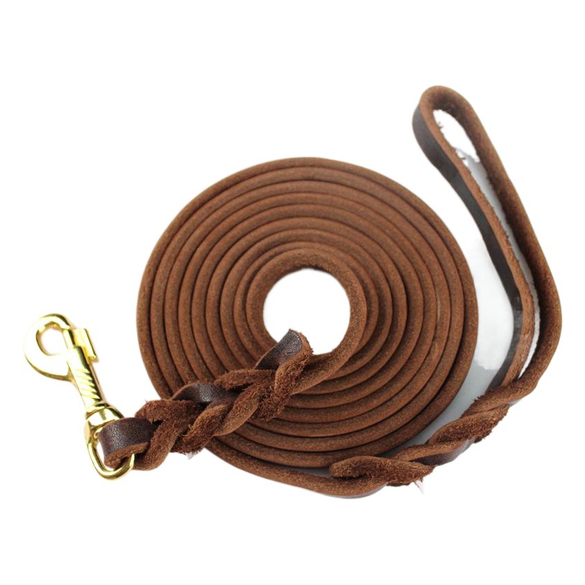 Primera capa de piel de vaca correa de perro de cuero aceitoso DEMU Lingti Cadena de perro correa de cuero para mascotas correa de cuero