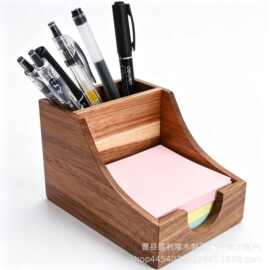 跨境木质笔架便签收纳盒名片盒办公桌便签卡片收纳盒厨房食谱卡盒