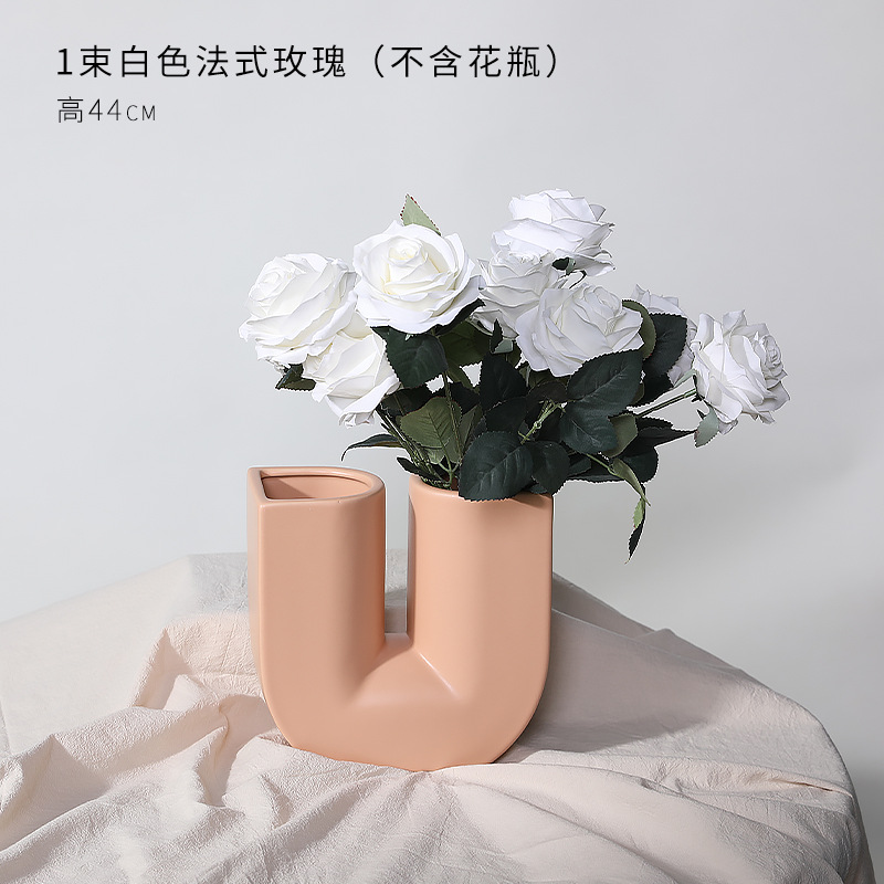 Arte nórdico moderno en forma de U jarrón de cerámica creativa sala de estar gabinete del vino pasillo nicho decoración suave decoración geométrica al por mayor