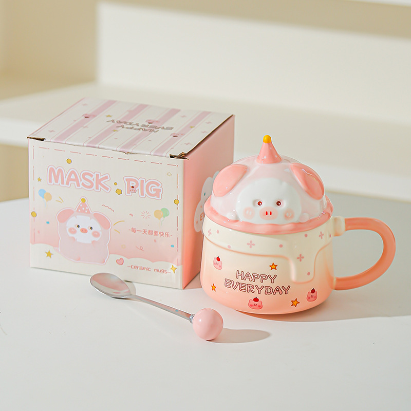 Tazas caseras de cerámica con tazas de café cubiertas, tazas de café para chicas, regalos de cumpleaños de alto valor, regalos de mano lindos