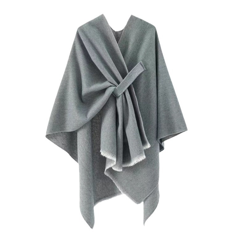 Capa de punto de imitación de cachemira de alta gama, estilo étnico, color sólido, a rayas, chal liso, capa decorativa