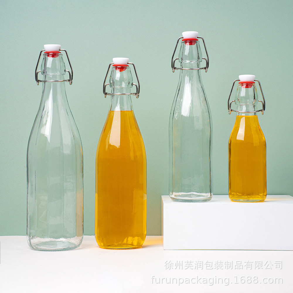 500ml 卡扣玻璃瓶新款密封酵素瓶批发杨梅青梅果汁饮料瓶