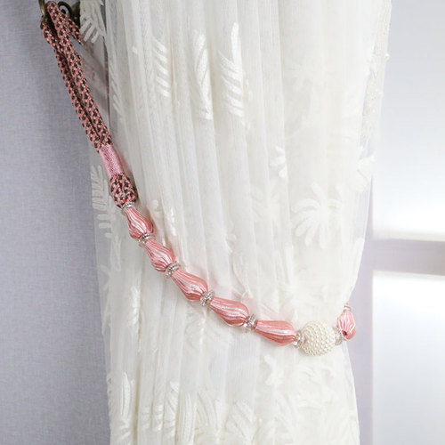9WOR Simple, Modern, and Luxurious-Style Curtain Tiebacks with Beaded Straps, Buckles, and Storage Ties—Featuring Durable Rubber Core