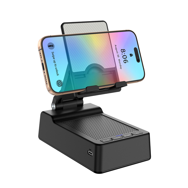 新型携帯電話スタンドスピーカー多機能折りたたみリフト携帯電話スタンドbluetoothオーディオ2 in 1スピーカースタンド|undefined