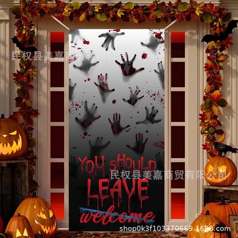 Halloween Scary Dark Bloody Handprint Door Curtain Door Hanging Door Width Background Cloth Outdoor Festive Atmosphere Party Decoration Halloween Scary Dark Bloody Handprint Door Curtain Door Hanging Door Width Background Cloth Outdoor Festive Atmosphere Party Decoration