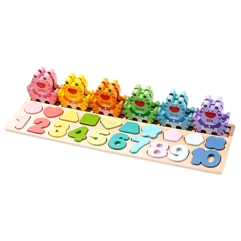 3 - en - 1 rana tablero de log para bebés de educación temprana puzzle de bloques de construcción juguetes para niños pequeños puzzle cognitivo de forma digital