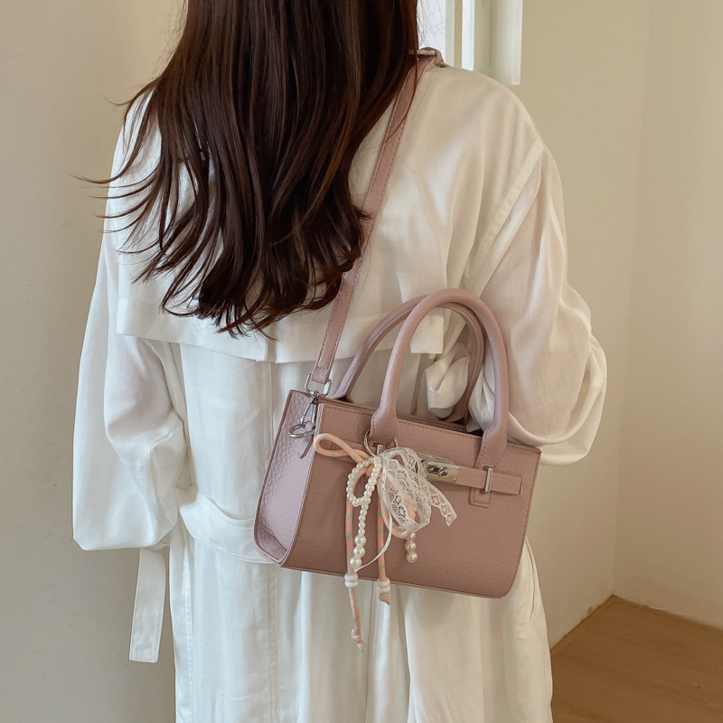 Sentido cotidiano lichi estampado Kelly bolso para mujeres 2026 nuevo estilo de moda bolso de mano versátil bolso cuadrado simple bolso de hombro