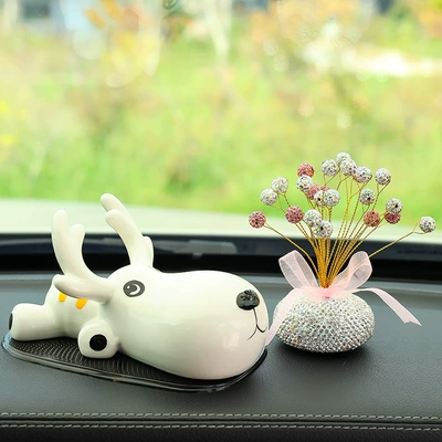 Peaceful Car Ornaments Personalized Creative: Car ornaments - white-fawn-water-droplets-anti-skid-pad-stars