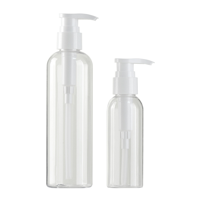 Botella de cabeza de bomba de presión cosmética spot pet hombro redondo 100ml botella de dispensador de manos 250mll botella de acondicionador