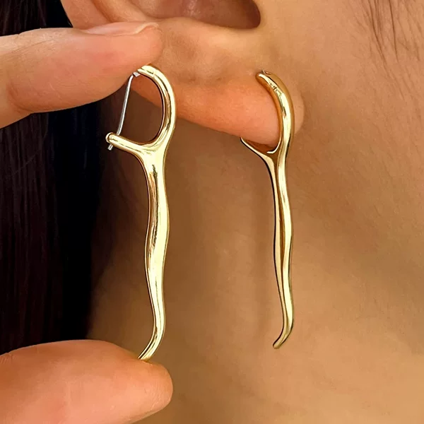 Floss earrings, European and American cross-border fashion, unique irregular minimalist style, creative abstract shaped earrings