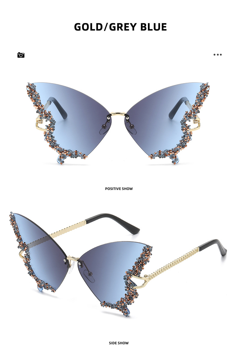 Elegant Modern Style Butterfly Pc Butterfly Frame Diamond Frameless Women's Sunglasses display picture 1