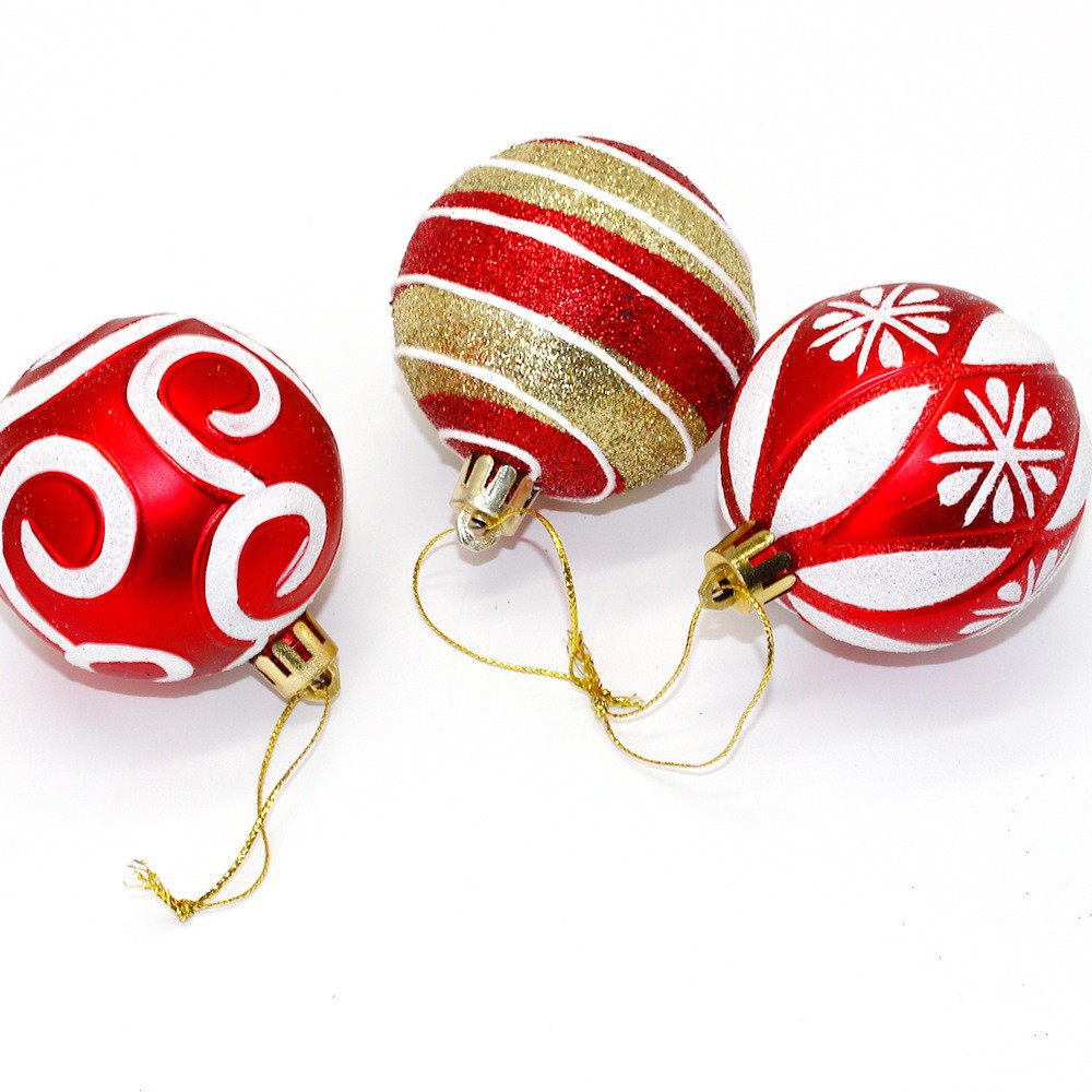 Nuevo transfronterizo 6CM 12 caja de cartón de plástico set de bolas de Navidad árbol de Navidad centro comercial de Navidad bola decoración