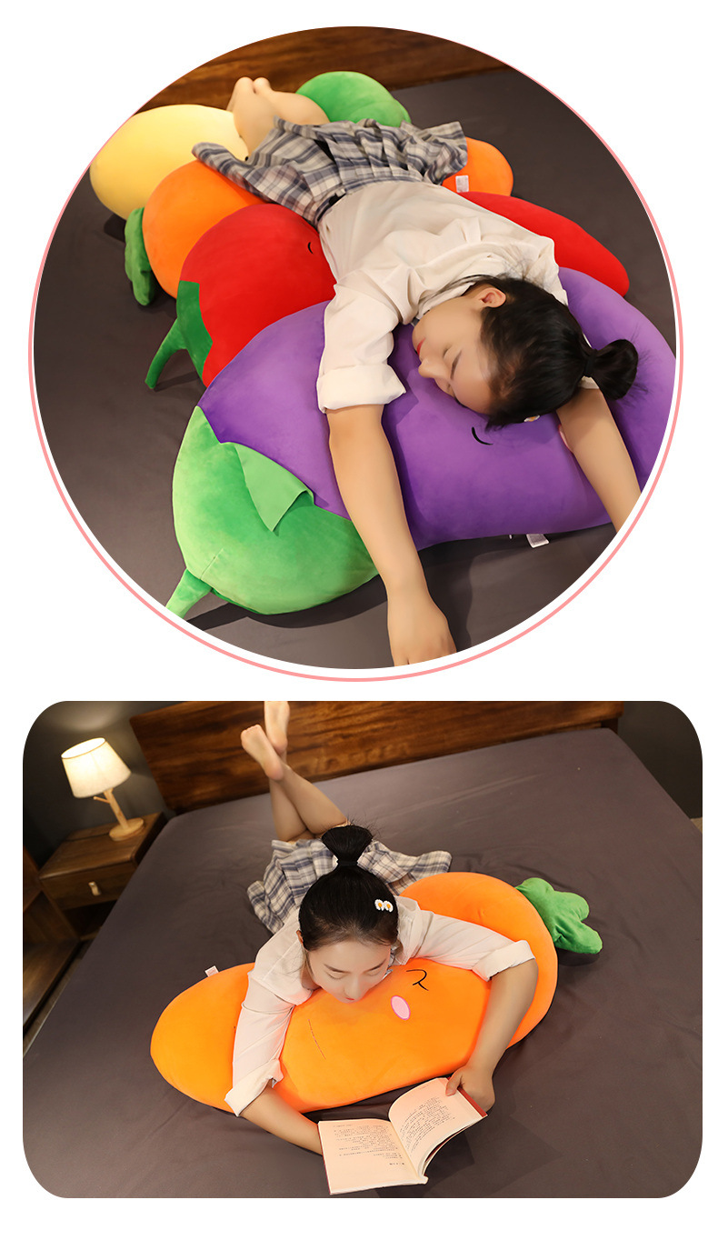 Cartoon Artificial Vegetable Eggplant Pillow Doll Plush Toy Carrot Large Pillow Cloth Doll down Cotton Doll