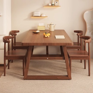 Fast Food Restaurant Tables and Chairs, Commercial Restaurant Dining Tables, Household Rental Rooms, Walnut Color Large Rectangular Tables