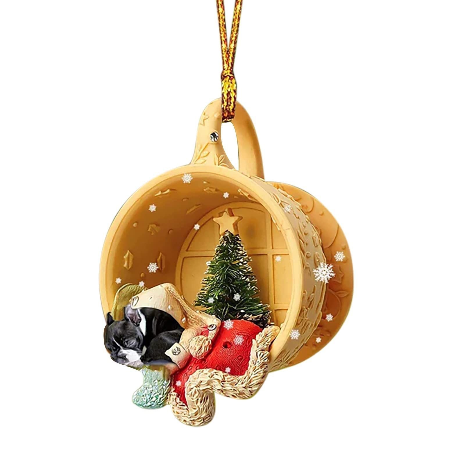 Transfronterizo nuevo acrílico taza plana perro mascota decoraciones de Navidad coche mochila adornos image 14